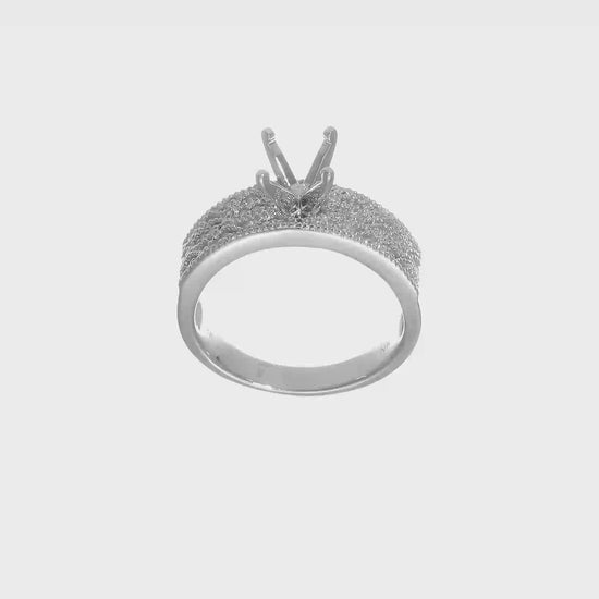 14K White Gold Diamond Peg Set CZ Engagement Ring-RM2858E-010-WAA