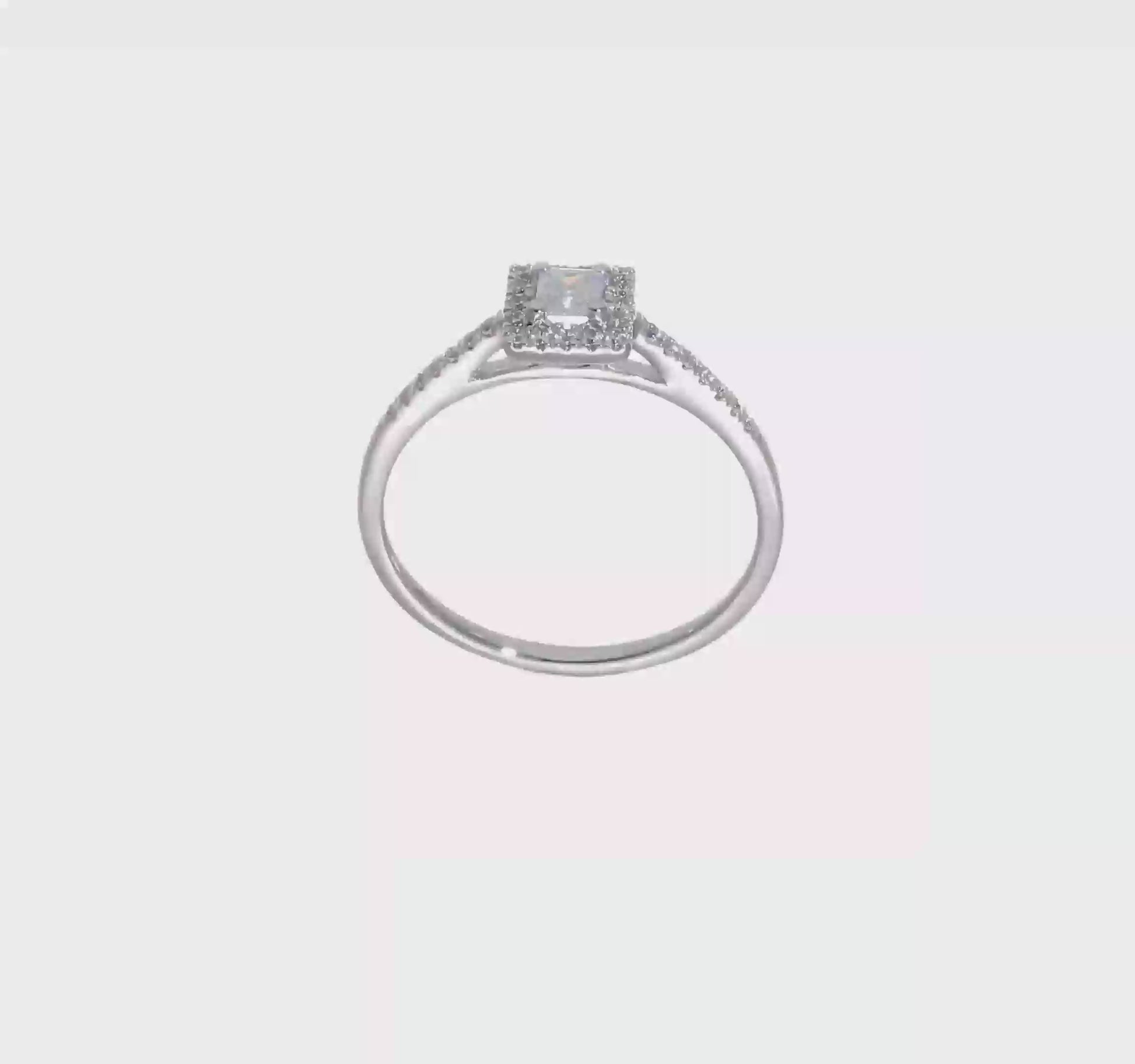 0.25ct. CZ Solid Real 14K White Gold Princess Square Halo Engagement Ring-rm2279e-025-waa