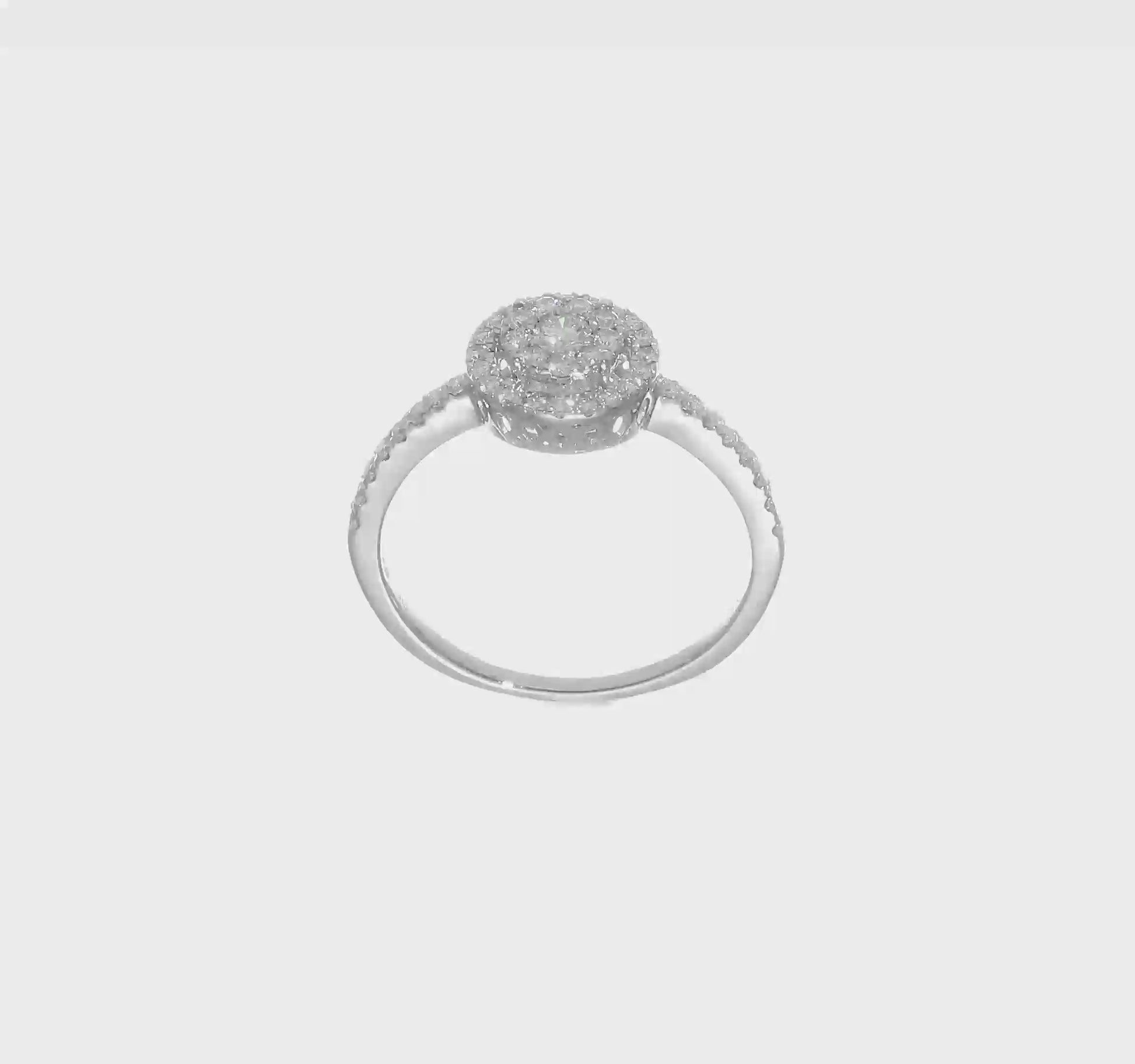 0.50ct. CZ Solid Real 14K White Gold Complete Cluster Engagement Ring-RM2354E-050-WAA