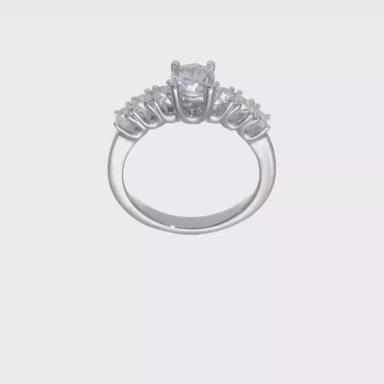 14K White Gold Simulated Diamond Engagement Ring-RM2772E-060-WAA