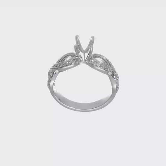 14k White Gold Peg Set Simulated Diamond Infinity Engagement Ring-RM2567E-038-WAA