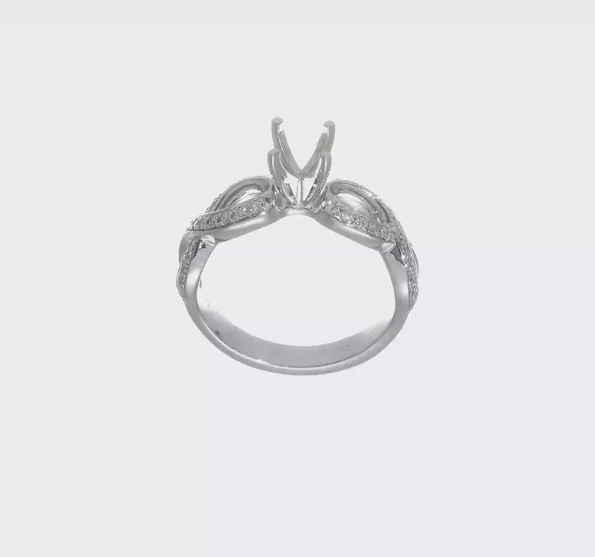 14k White Gold Peg Set Simulated Diamond Infinity Engagement Ring-RM2567E-038-WAA