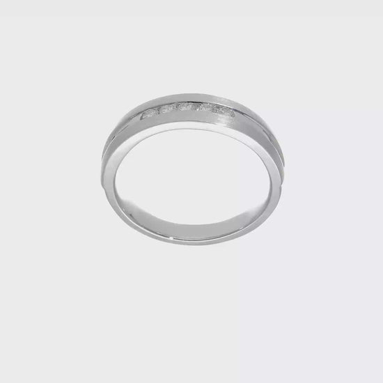 0.25ct. CZ Solid Real 14K White Gold Men's Wedding Band Ring-RM3480B-025-W