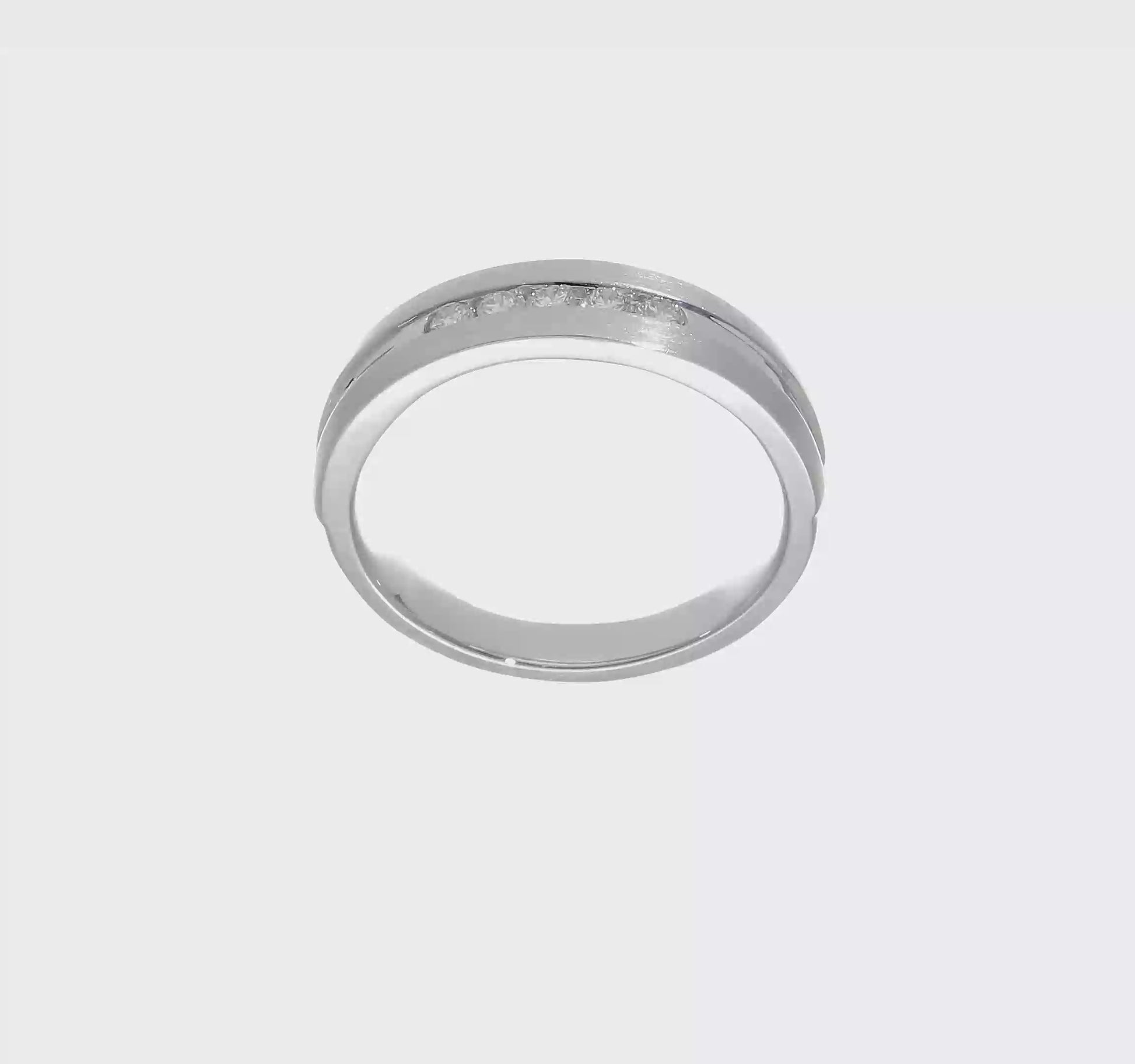 0.25ct. CZ Solid Real 14K White Gold Men's Wedding Band Ring-RM3480B-025-W