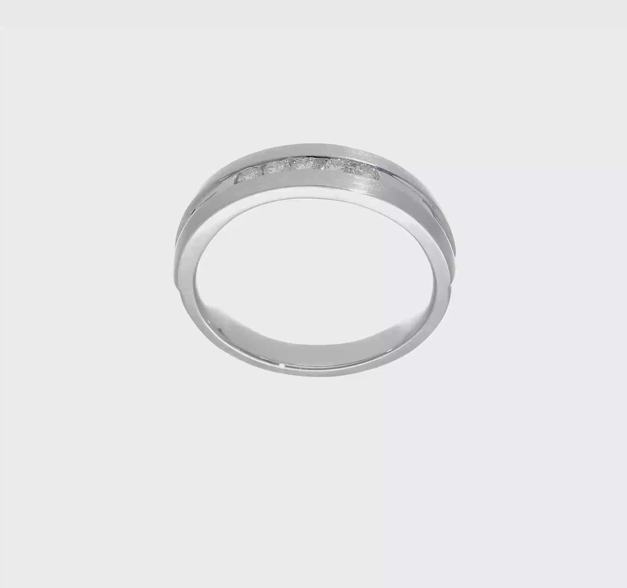 0.25ct. CZ Solid Real 14K White Gold Men's Wedding Band Ring-RM3480B-025-W