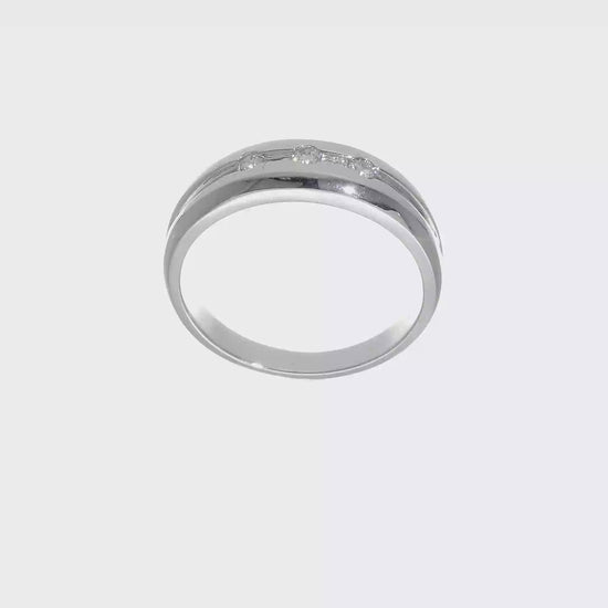 0.15ct. CZ Solid Real 14K White Gold Men's Wedding Band Ring-RM3477B-015-W