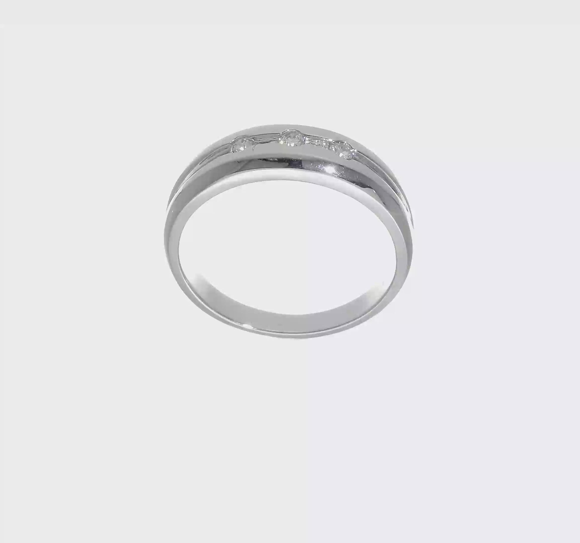 0.15ct. CZ Solid Real 14K White Gold Men's Wedding Band Ring-RM3477B-015-W