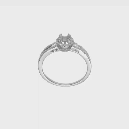 14K White Gold Round Simulated Diamond Halo Engagement Ring-RM2129E-025-WAA