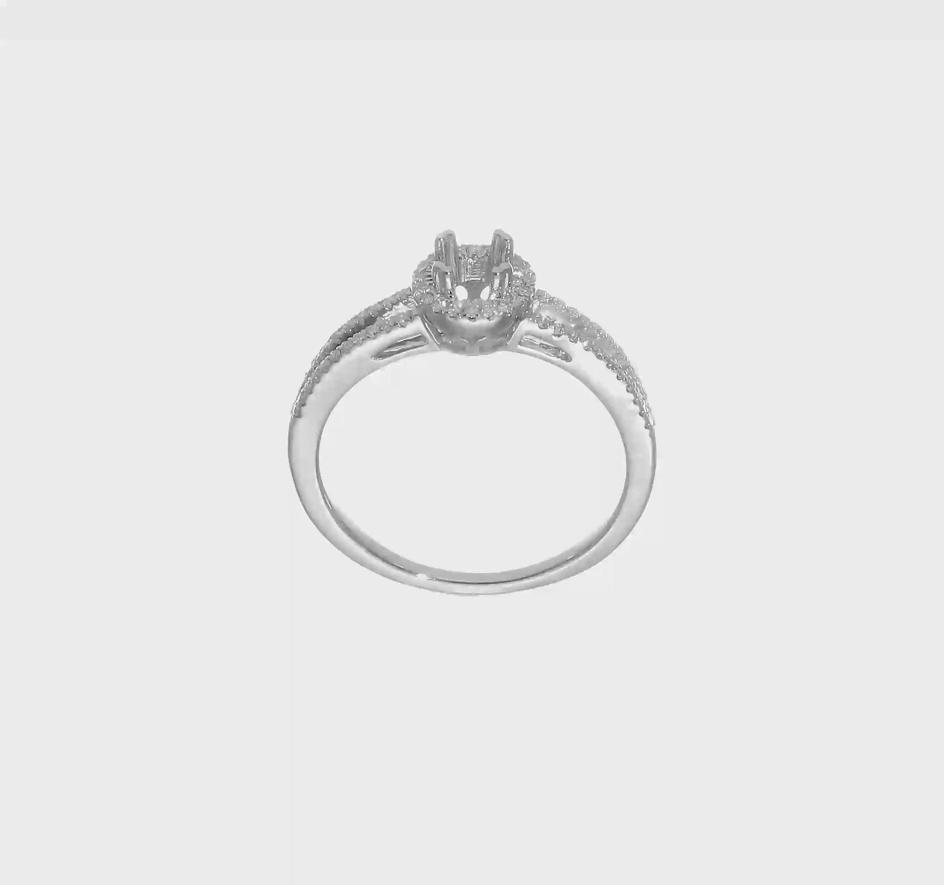 14K White Gold Round Simulated Diamond Halo Engagement Ring-RM2129E-025-WAA