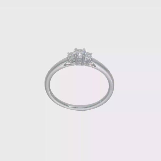 0.13ct. CZ Solid Real 14K White Gold 3-Stone Engagement Ring-RM2950E-013-W