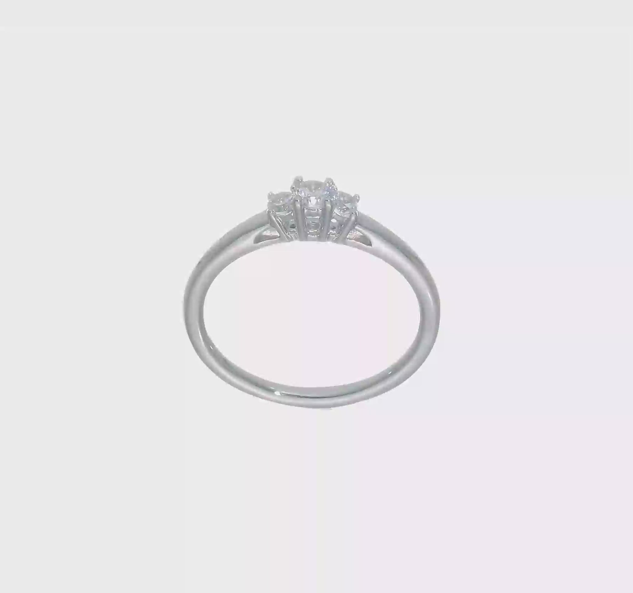 0.13ct. CZ Solid Real 14K White Gold 3-Stone Engagement Ring-RM2950E-013-W