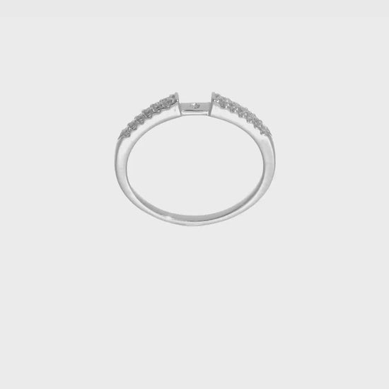 14K White Gold Diamond Peg Set CZ Engagement Ring-RM2787E-012-WAA