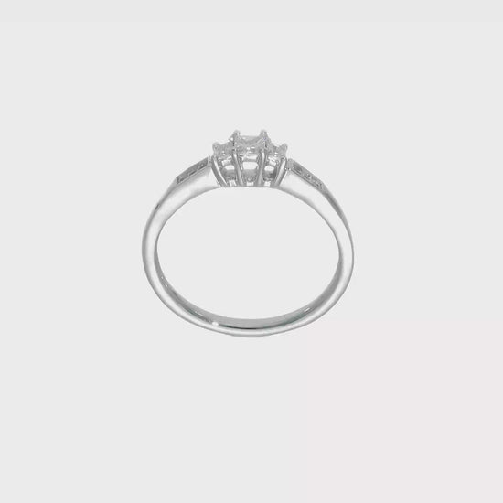 14K White Gold 3 Stone Simulated Diamond Engagement Ring-RM3007E-016-WAA