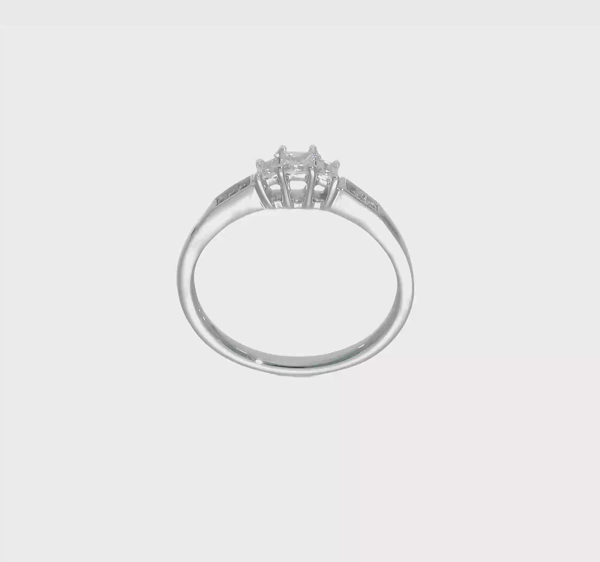 14K White Gold 3 Stone Simulated Diamond Engagement Ring-RM3007E-016-WAA