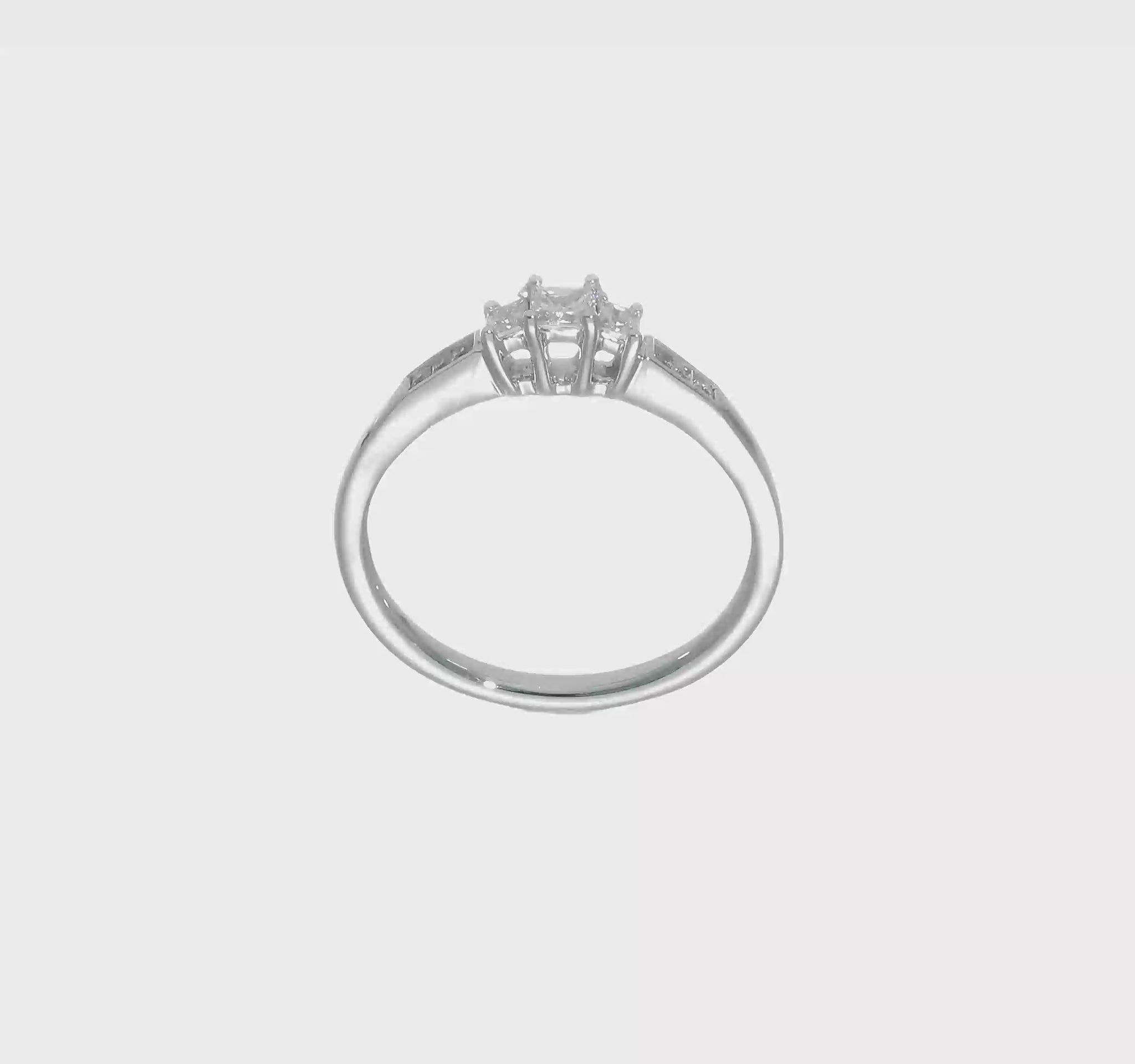 14K White Gold 3 Stone Simulated Diamond Engagement Ring-RM3007E-016-WAA