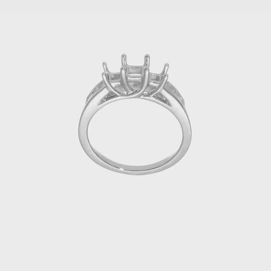 14K White Gold 3 Stone Simulated Diamond Engagement Ring-RM2999E-033-WAA