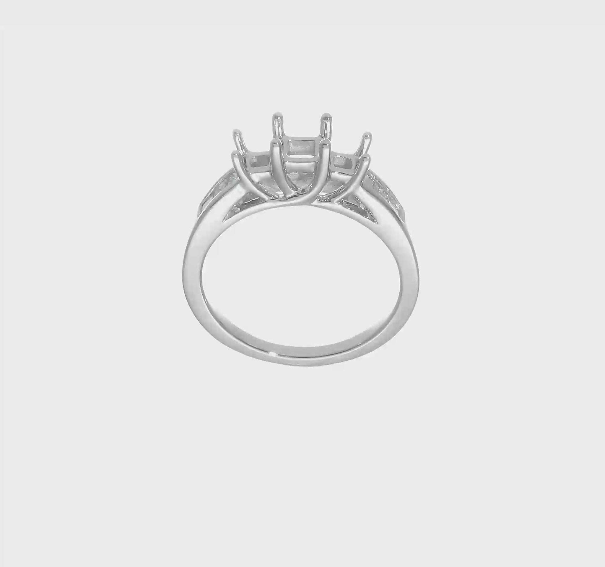 14K White Gold 3 Stone Simulated Diamond Engagement Ring-RM2999E-033-WAA