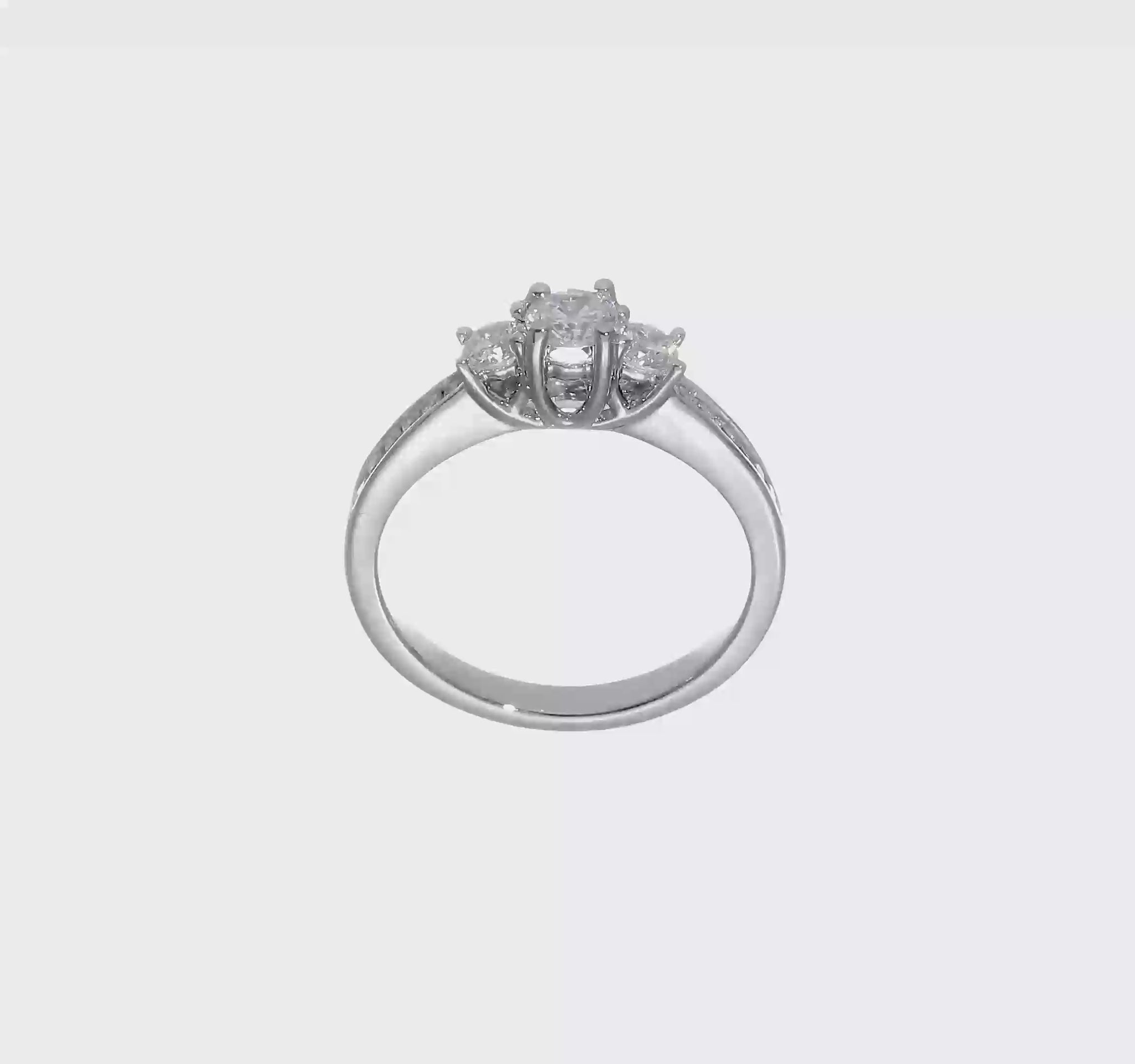 14K White Gold 3 Stone Simulated Diamond Engagement Ring-RM2979E-025-WAA