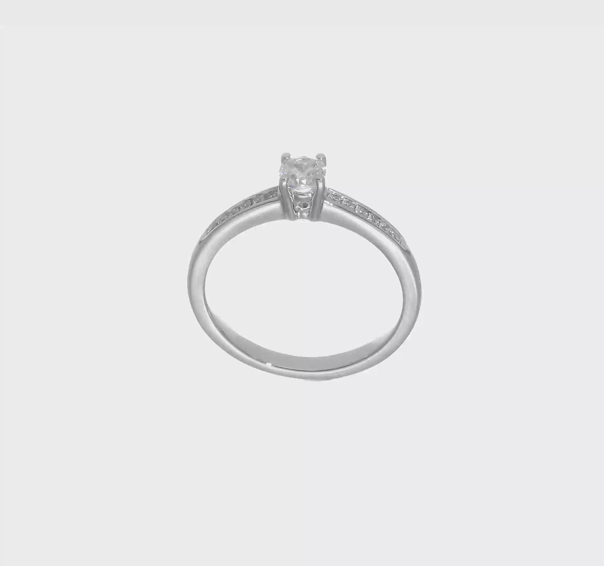 14K White Gold Simulated Diamond Engagement Ring-RM2578E-025-WAA