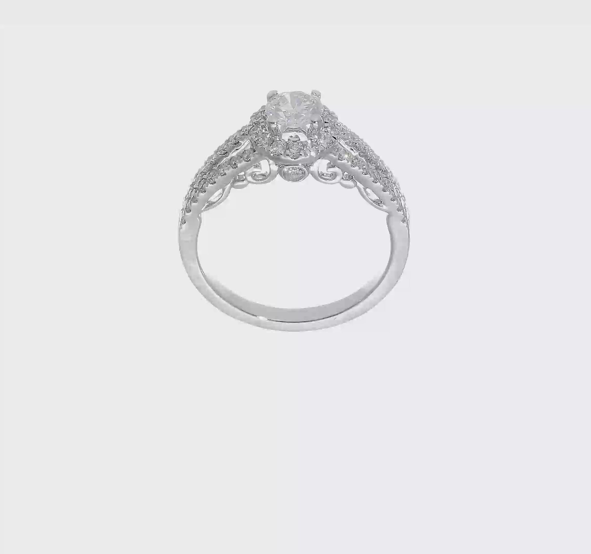 14K White Gold Round Simulated Diamond Halo Engagement Ring-RM2147E-050-WAA