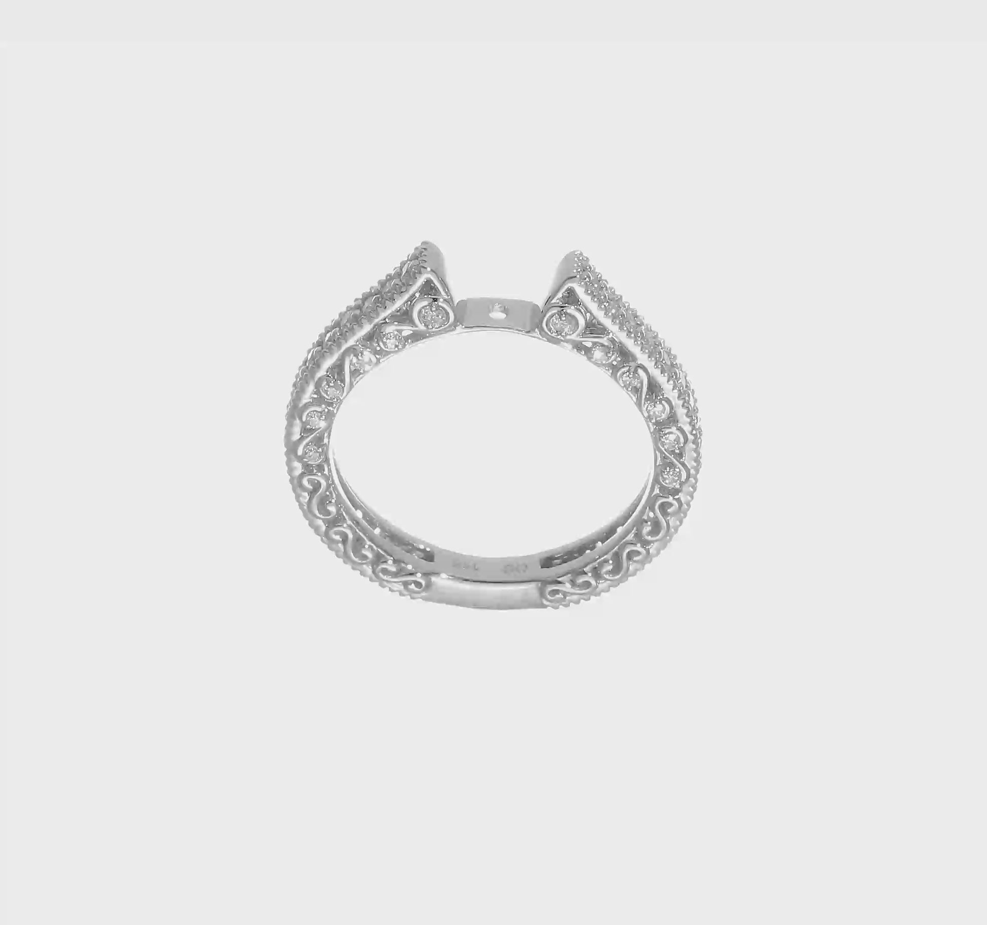 14K White Gold Diamond Peg Set CZ Engagement Ring-RM2846E-048-WAA