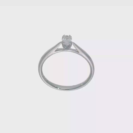 0.33ct. CZ Solid Real 14K White Gold Oval Solitaire Engagement Ring Polished Engagement Ring-RM1965E-033-W