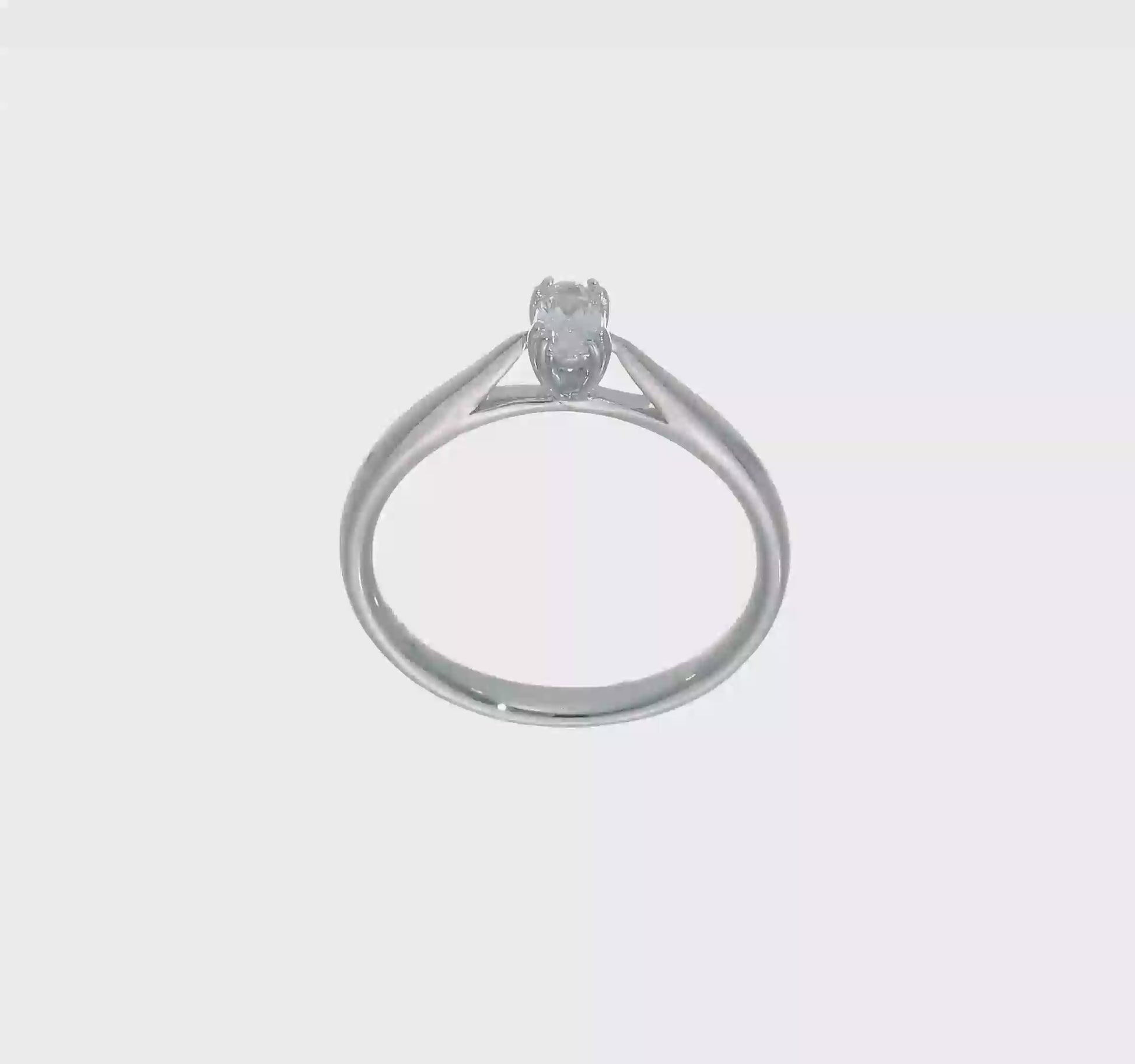 0.33ct. CZ Solid Real 14K White Gold Oval Solitaire Engagement Ring Polished Engagement Ring-RM1965E-033-W