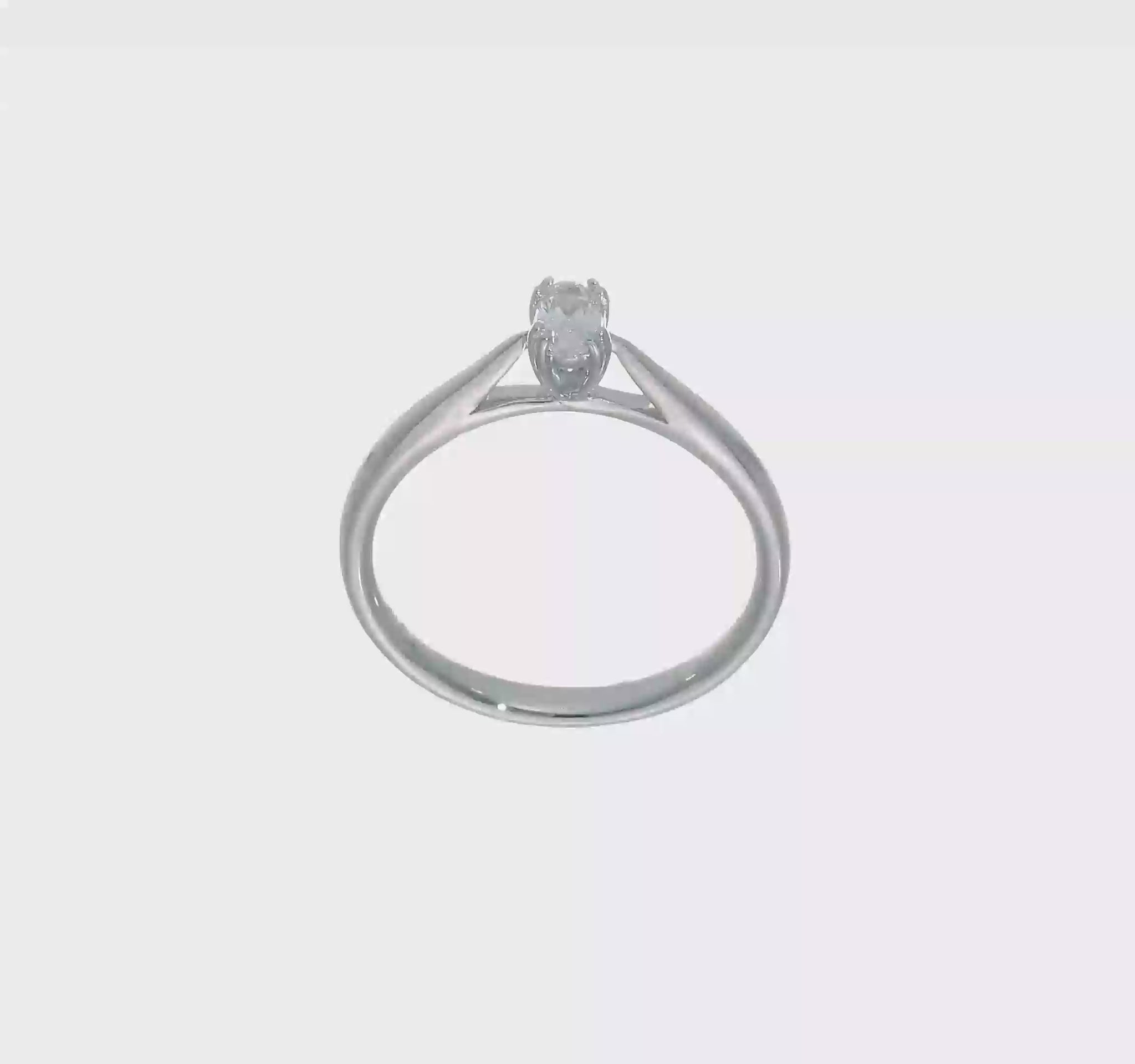 0.33ct. CZ Solid Real 14K White Gold Oval Solitaire Engagement Ring Polished Engagement Ring-RM1965E-033-W