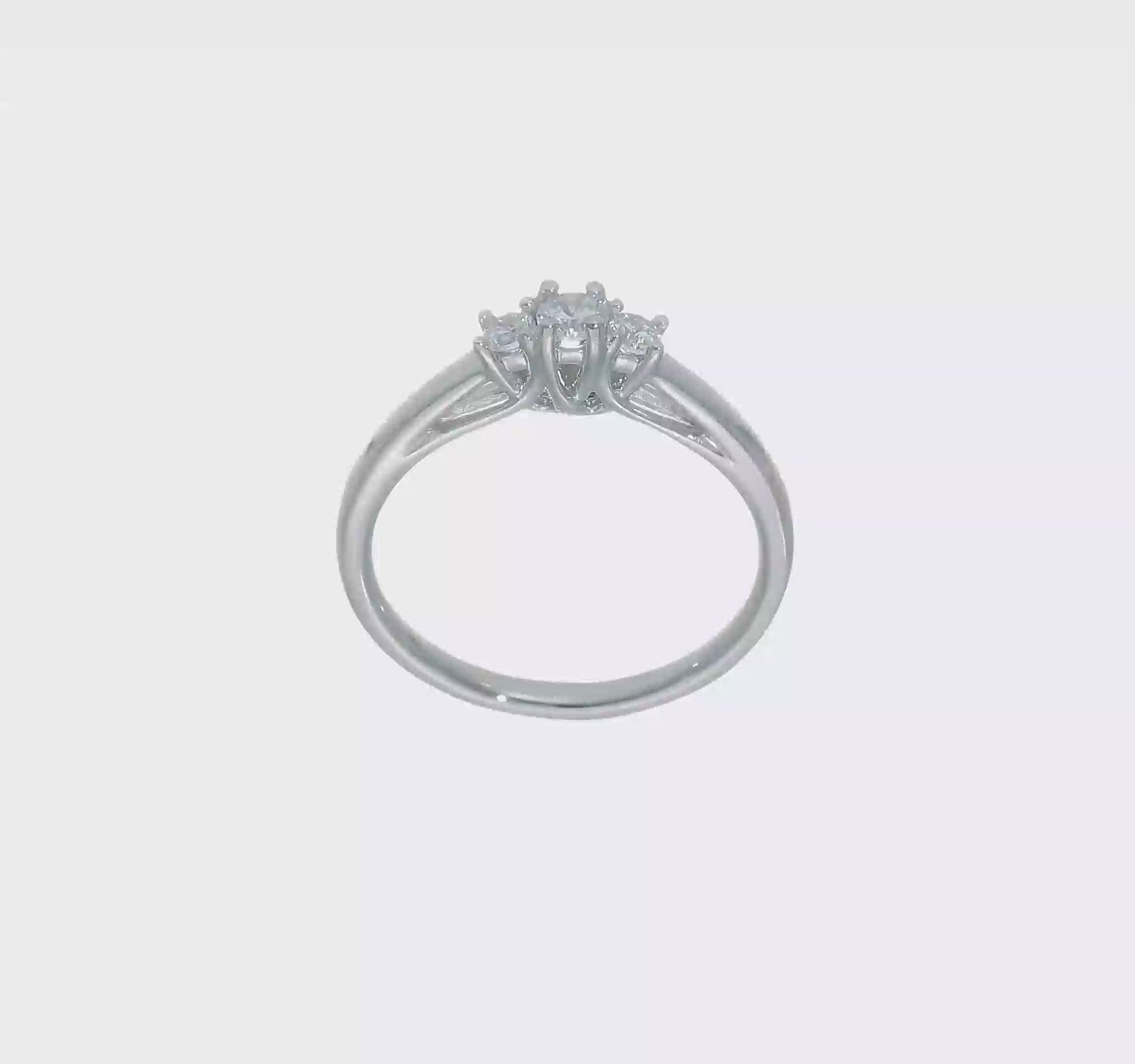 0.13ct. CZ Solid Real 14K White Gold 3-Stone Engagement Ring-RM2955E-013-W