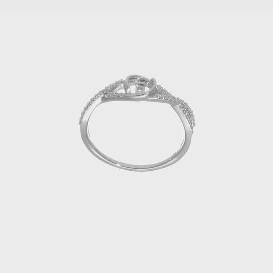 0.15ct. CZ Solid Real 14k White Gold Peg Set Criss-Cross Engagement Ring-rm2544e-015-waa