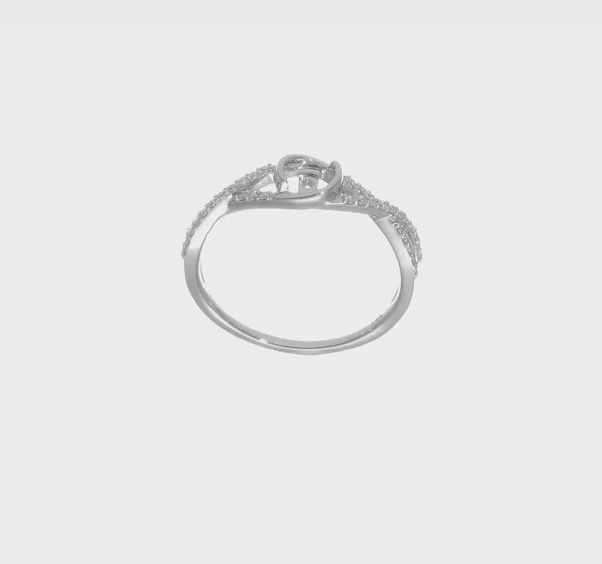 0.15ct. CZ Solid Real 14k White Gold Peg Set Criss-Cross Engagement Ring-rm2544e-015-waa