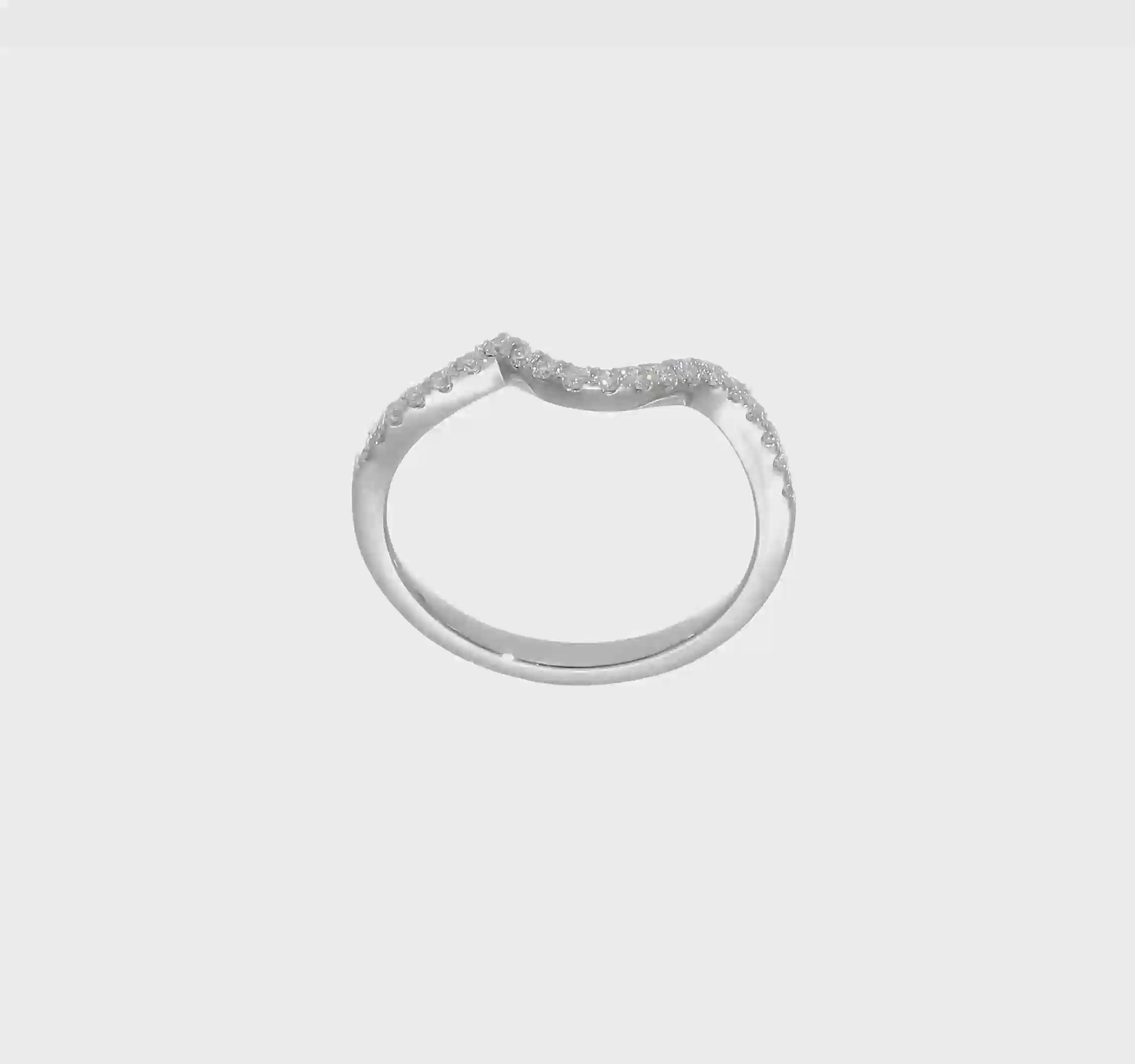 0.24ct. CZ Solid Real 14K White Gold Contoured Wedding Wedding Band Ring-rm1955b-024-waa