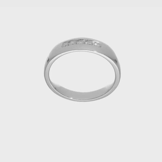 0.25ct. CZ Solid Real 14K White Gold 5-Stone Men's Channel Wedding Band Ring-RM3457B-025-W