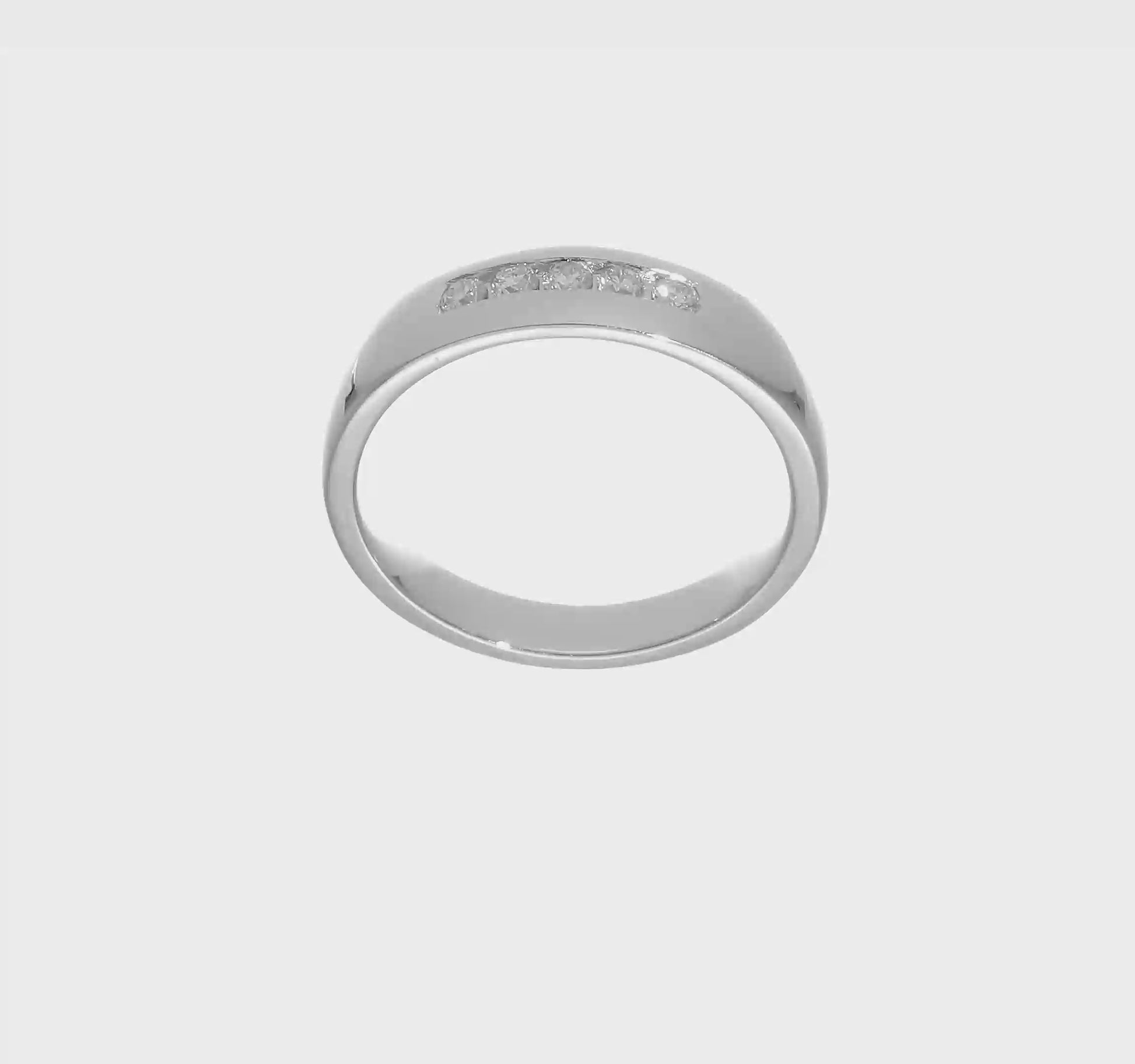 0.25ct. CZ Solid Real 14K White Gold 5-Stone Men's Channel Wedding Band Ring-RM3457B-025-W