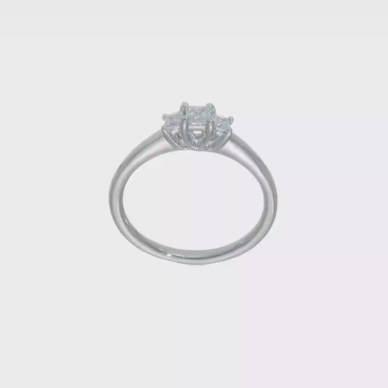 0.16ct. CZ Solid Real 14K White Gold 3-Stone Engagement Ring-RM2992E-016-W