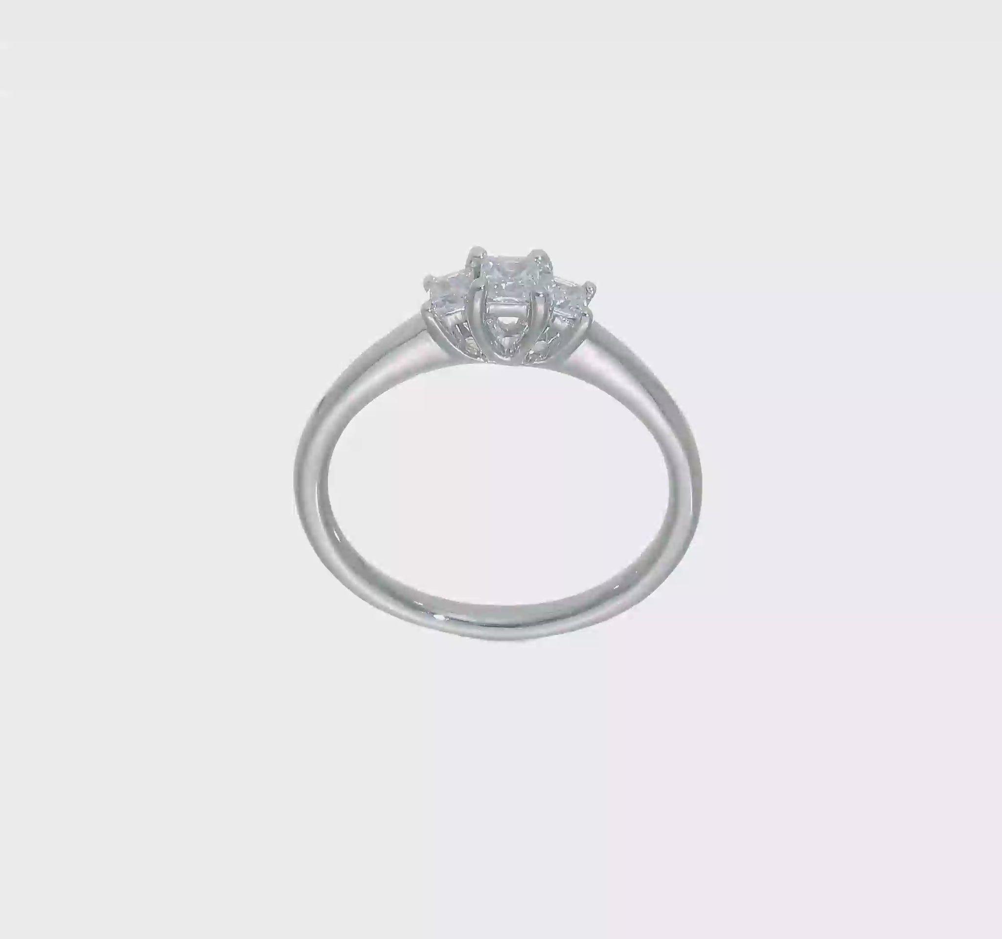 0.16ct. CZ Solid Real 14K White Gold 3-Stone Engagement Ring-RM2992E-016-W