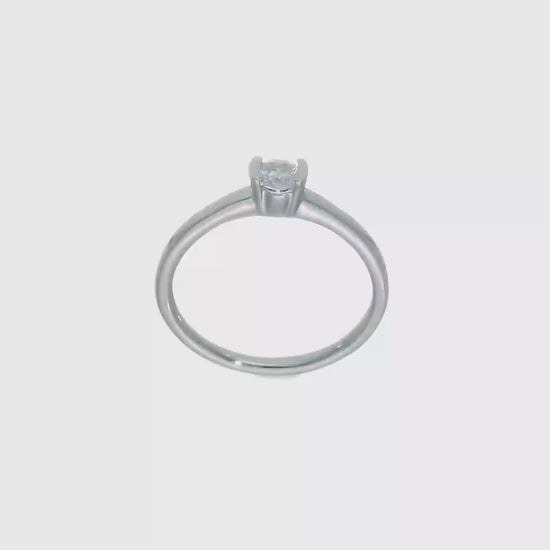 0.25ct. CZ Solid Real 14K White Gold Round Bezel Solitaire Engagement Ring-rm1953e-025-w