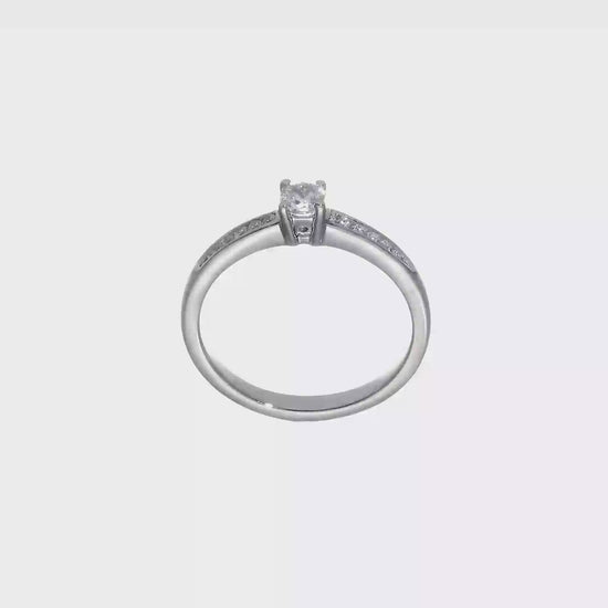 14K White Gold Simulated Diamond Engagement Ring-RM2578E-020-WAA