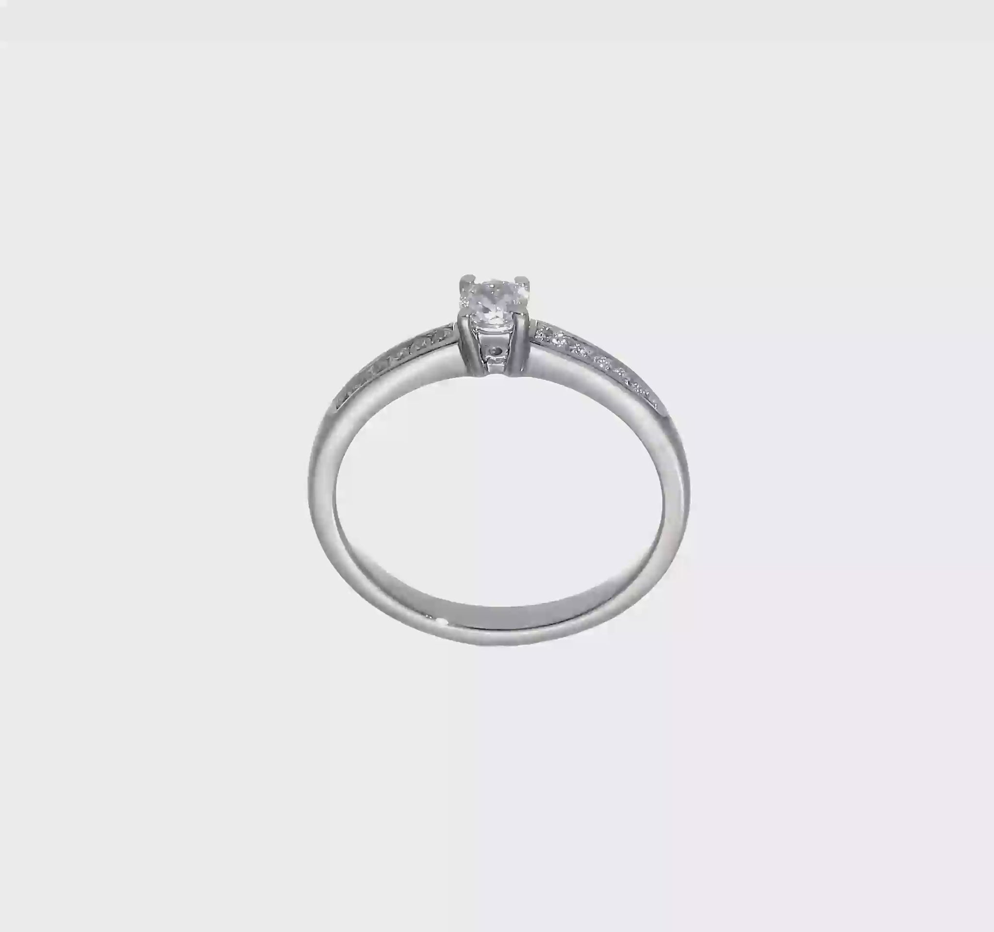 14K White Gold Simulated Diamond Engagement Ring-RM2578E-020-WAA