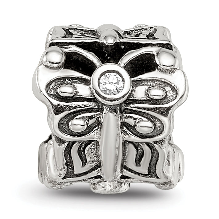 Sterling Silver Reflections Butterfly W/Cz Bali Bead