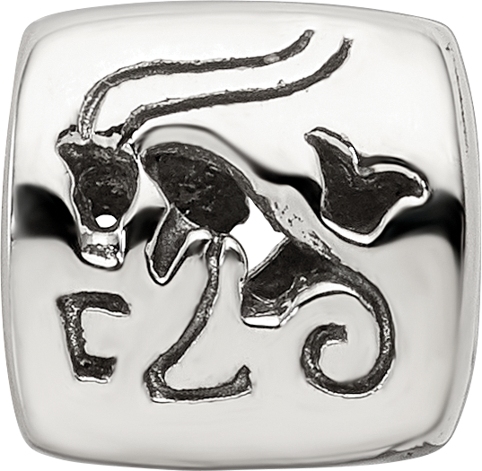 Sterling Silver Reflections Capricorn Zodiac Antiqued Bead