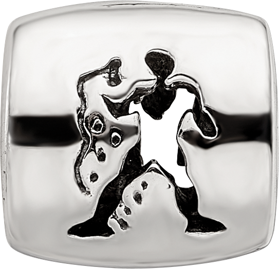 Sterling Silver Reflections Aquarius Zodiac Antiqued Bead