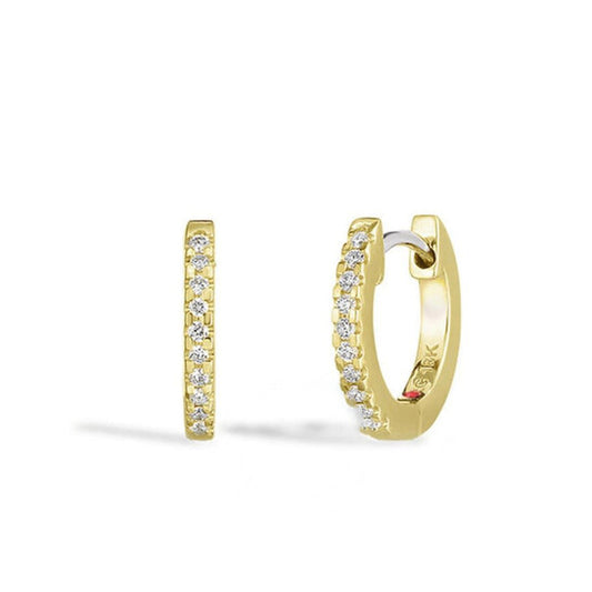 Original Roberto Coin Diamond Huggie Earrings in Yellow Gold