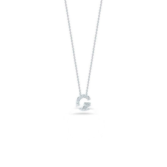 Original Roberto Coin Ladies 18k White Gold White Diamond 1 Band Necklace