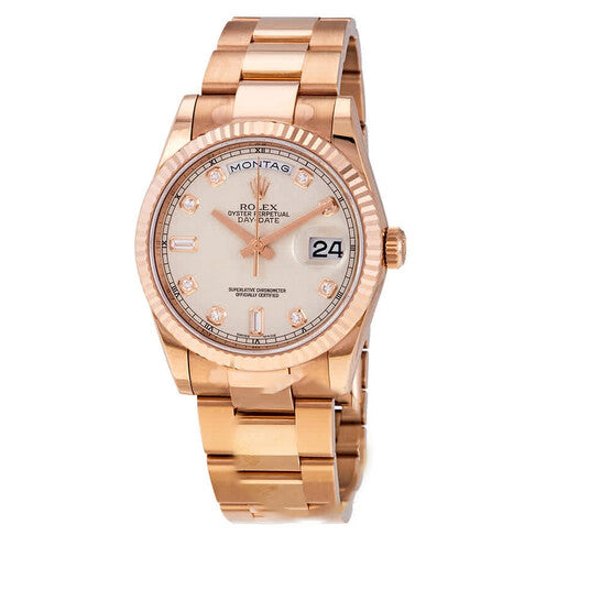 Original Rolex Day-Date Ivory Diamond Dial Automatic Midsize 18kt Everose Gold President Watch 118235IVDP