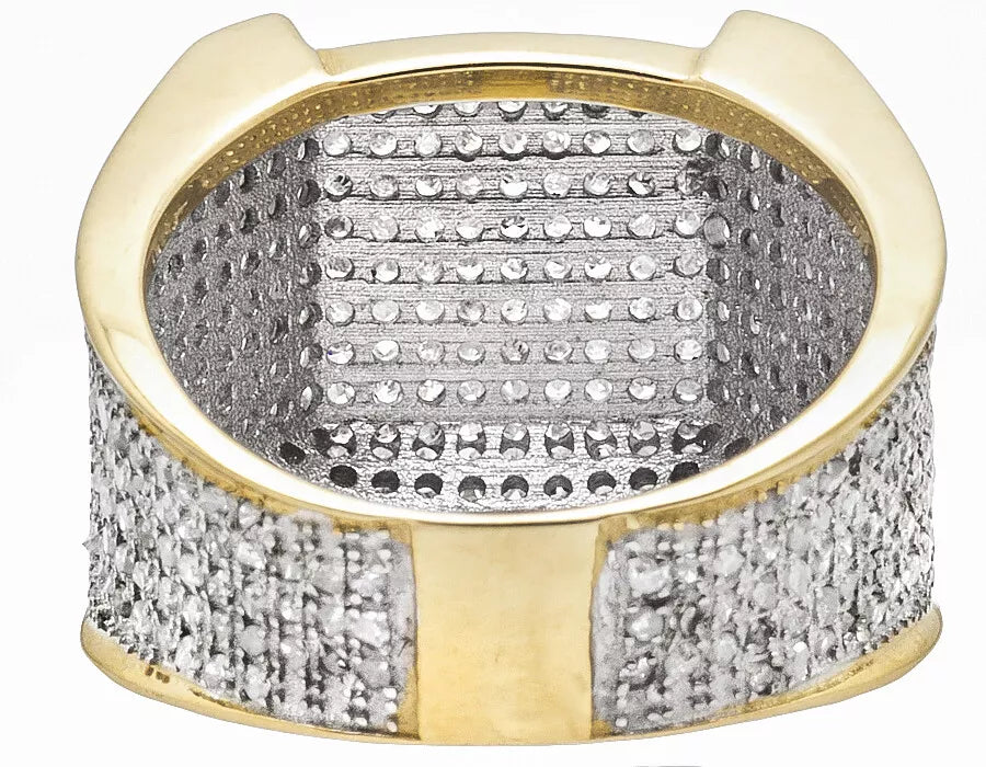 Men's Pave Natural Diamond Pinky Ring Band 1.0ct 15MM in 10K Yellow or White Gold