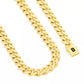 10K Yellow Gold Miami Cuban Royal Monaco Link Chain Necklace 5mm-20mm, 16"- 30"