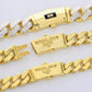 10K Yellow Gold Monaco Miami Cuban Pave Diamond Cut Chain Bracelet, 7.5mm- 17mm