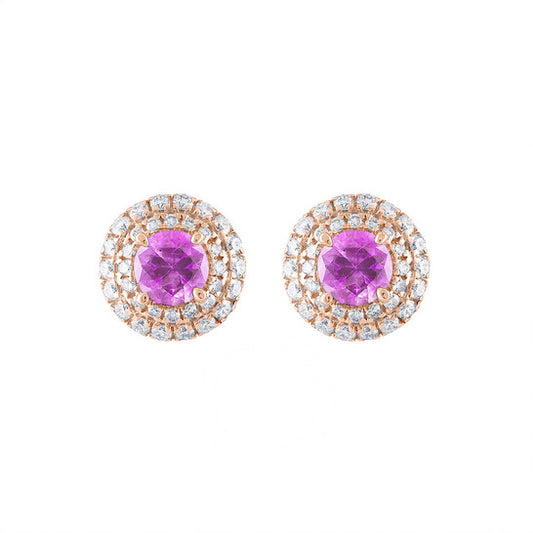 Original Tresorra 18K Rose Gold Pink Sapphire Earrings