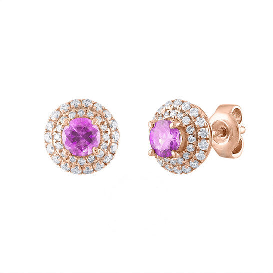 Original Tresorra 18K Rose Gold Pink Sapphire Earrings